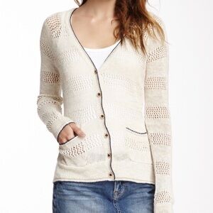 Lucky Brand Carmine Mixed Stitch Cardigan Sz Small